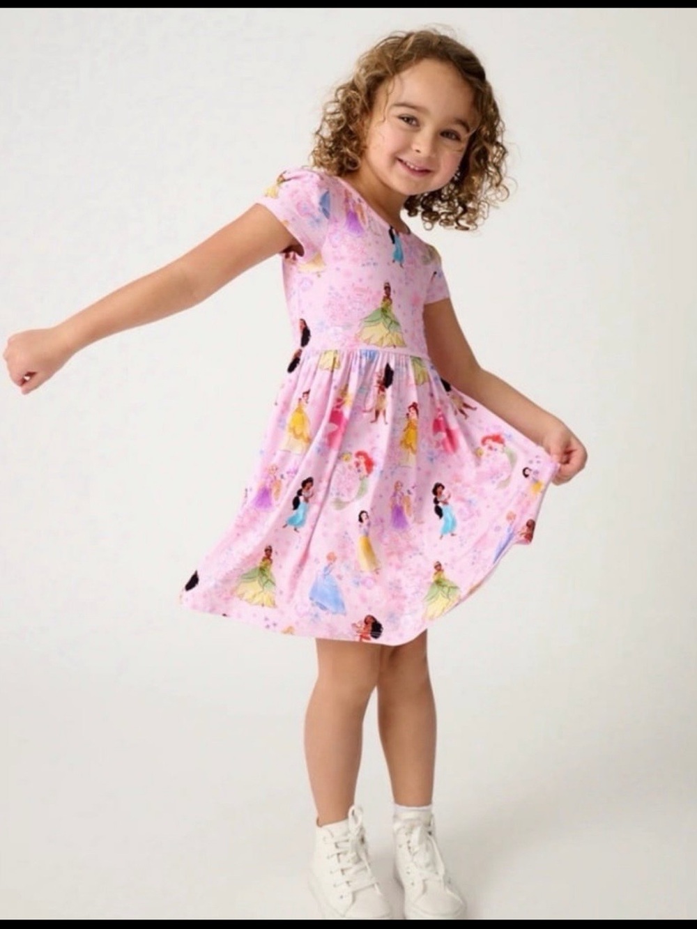 Little Sleepies Pink Princess Print Twirl Dress